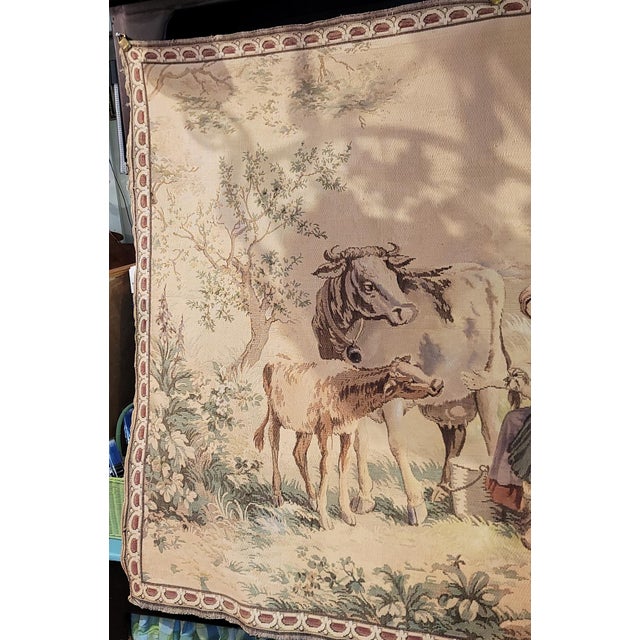 We love the 18th c. throwback country French scene in the style made famous by Aubusson in this linen and cotton wall...