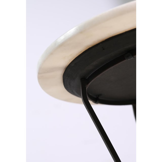 Mid 20th Century Round 21 In. Marble Wrought Iron Side Table For Sale - Image 6 of 6