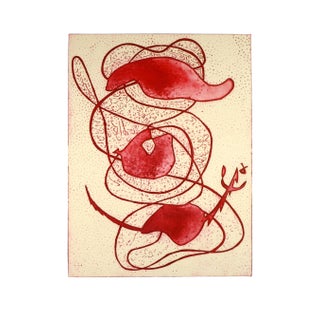 Lilly Elroy, Red Abstract Aquatint For Sale