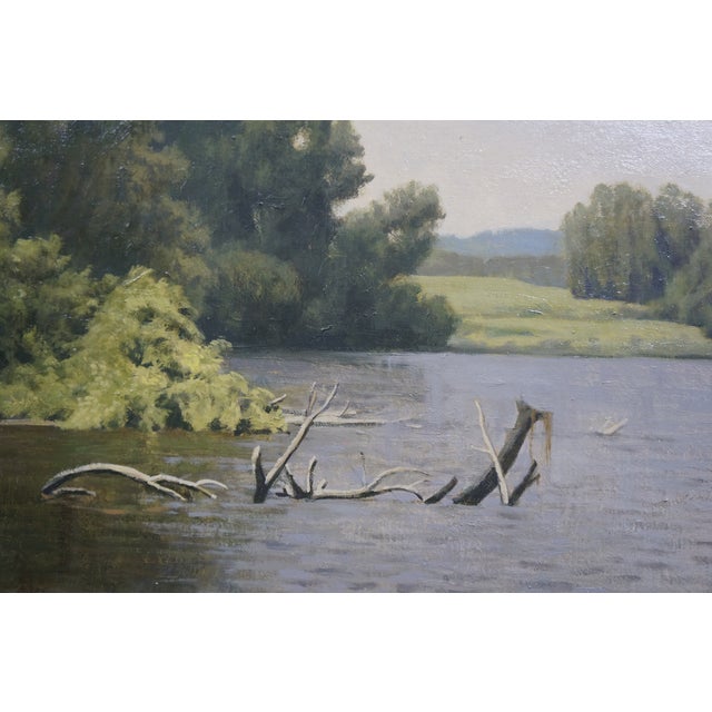 Lewis Bryden Green Meadow Bend Plein Air Landscape Oil Painting 38" For Sale - Image 10 of 14