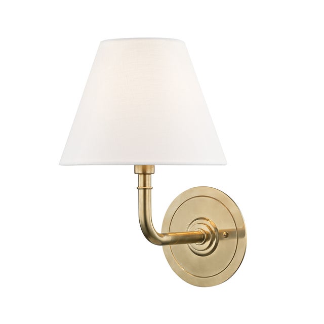 Transitional Mark D. Sikes 1 Light Signature No. 1 Wall Sconce, Aged Brass For Sale - Image 3 of 3