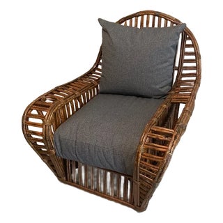 Large Vintage Split Reed Armchair Circa 1930's-40's For Sale