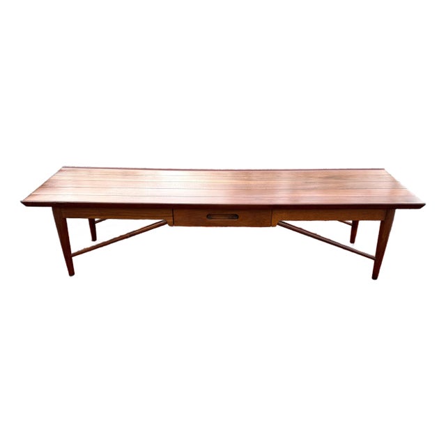 1960s Henredon Solid Walnut Bench Coffee Table For Sale