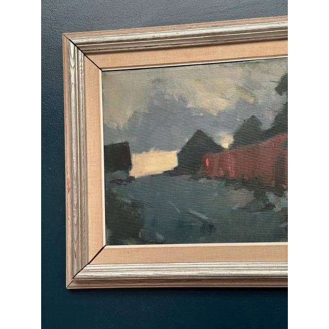 Original Swedish Oil on Canvas – “Red Barn” by Arne Aspelin – Signed – Vintage & Framed – 70 × 50 cm (27.6" × 19.7") incl....