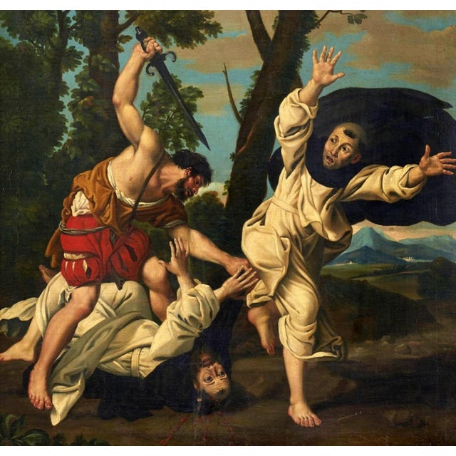 Italian school according to Domenichino from the 18th century. "Martyrdom of St. Peter of Verona" oil on canvas...