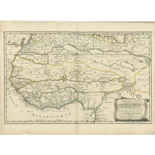 Antique Map of Western Africa with Lots of Details on the Coast, 1655 For Sale