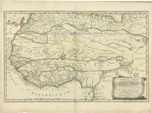 Antique Map of Western Africa with Lots of Details on the Coast, 1655