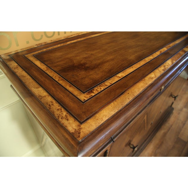 Large-Scale Solid Walnut Sideboard With Burly Inlay, Keyed Doors, Adjustable Shelves and White Pigmented Lacquer Interior For Sale - Image 12 of 14