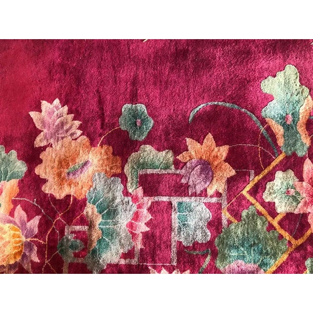 Antique Art Deco Floral Chinese Rug For Sale - Image 4 of 10