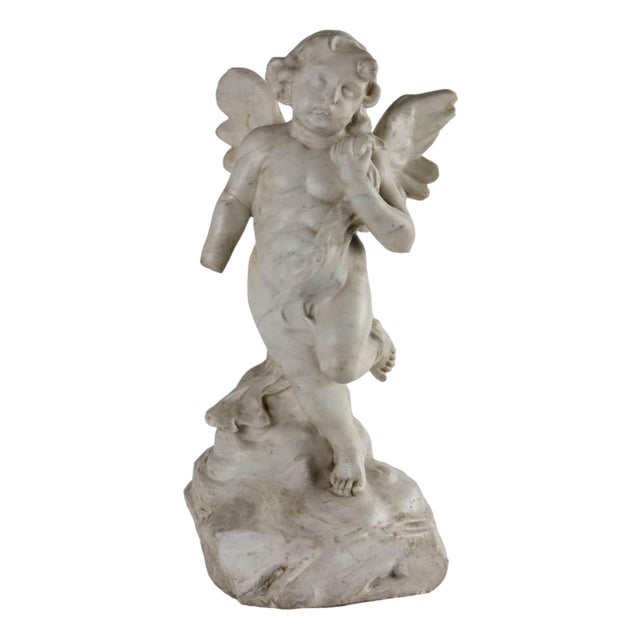 Little Angel Statue in White Marble For Sale