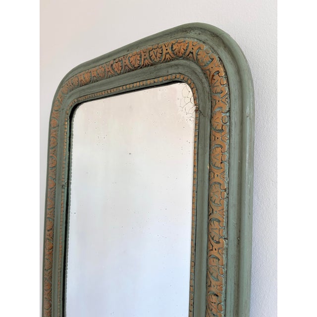 Large Antique French Louis Philippe Mirror – Green and Gold, Late 19th Century For Sale - Image 6 of 10