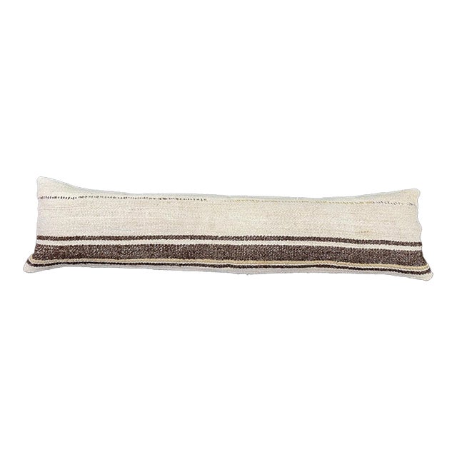 Turkish Hemp Pillow Cushion Natural Beige Brown Cushion Cover 12x46 For Sale