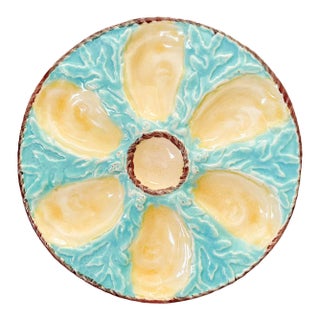 19th Century English Fielding Majolica Oyster Plate For Sale