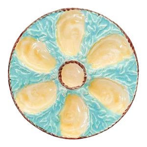 19th Century English Fielding Majolica Oyster Plate