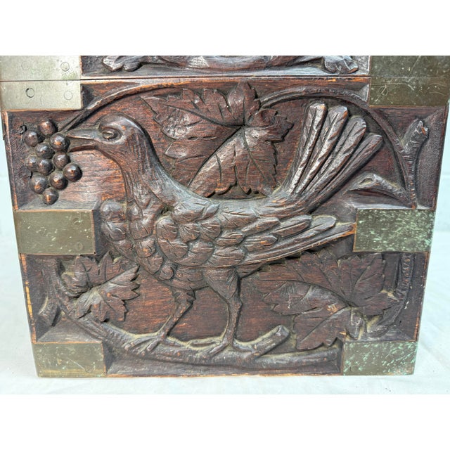 Antique 19th Century Victorian Hand Carved Wood Brass Folk Art Sculptural Box For Sale - Image 13 of 18