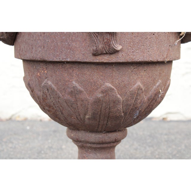 Classical Style Pair of Cast Iron Outdoor Garden Urns For Sale - Image 10 of 16