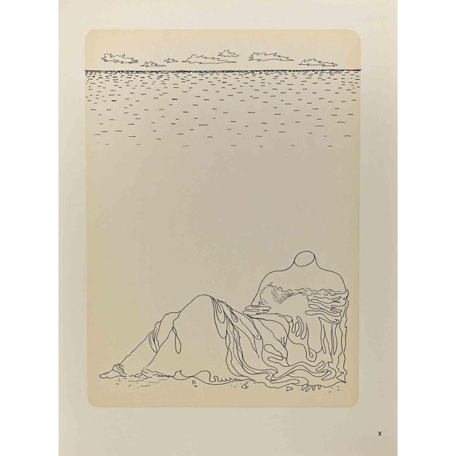 Female Statue is a print on cream-colored paper, realized by Latis (Emmanuel Peillet) artist in the 1970s. Phototype...