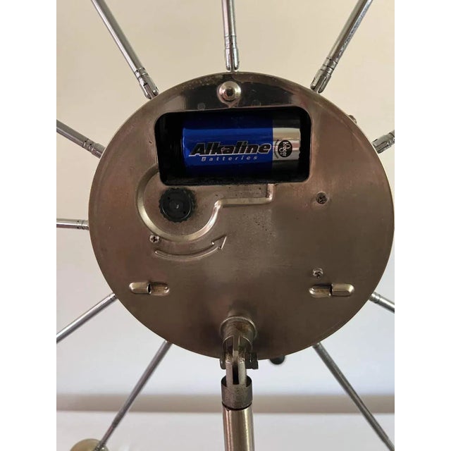 Mid-Century Modern Aluminum Starburst Floor Clock For Sale - Image 3 of 11