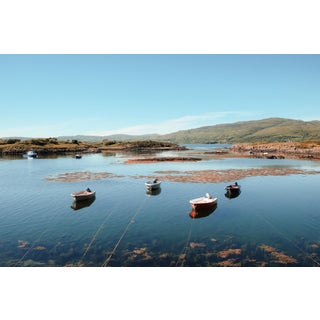 Contemporary Coastal Landscape Photograph, Isle of Mull, Scotland 'Small Boats, Mull', 54 X 36" Fine Art Photography Print For Sale