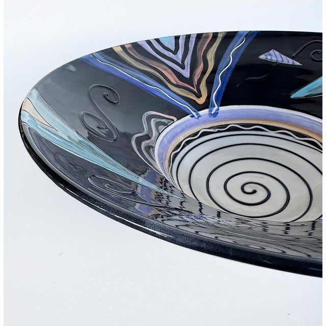 Ceramic Studio Pottery Post Modern Abstract Centerpiece Bowl For Sale - Image 7 of 8
