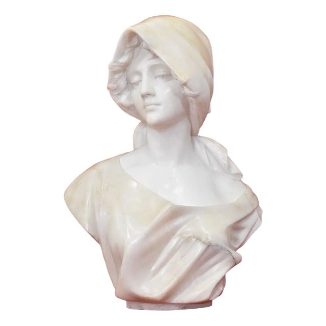 Chotard, Bust of Woman, 19th Century, Alabaster For Sale