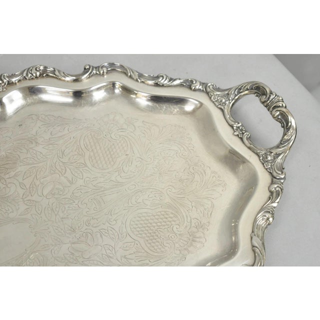Silver Antique Wallace Baroque Large 28" Silver Plated Serving Bar Tray W/ Handles For Sale - Image 8 of 12