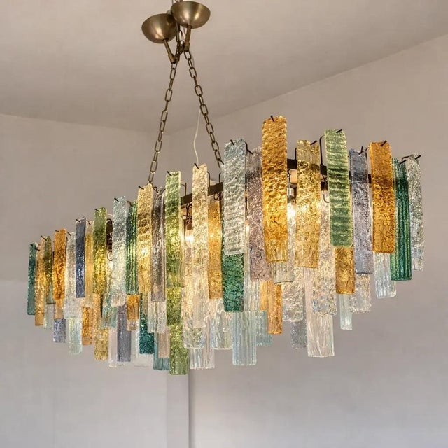 Early 21st Century Italian Rectangular Listelli Murano Glass Chandelier by Simoeng for Simoeng For Sale - Image 5 of 7
