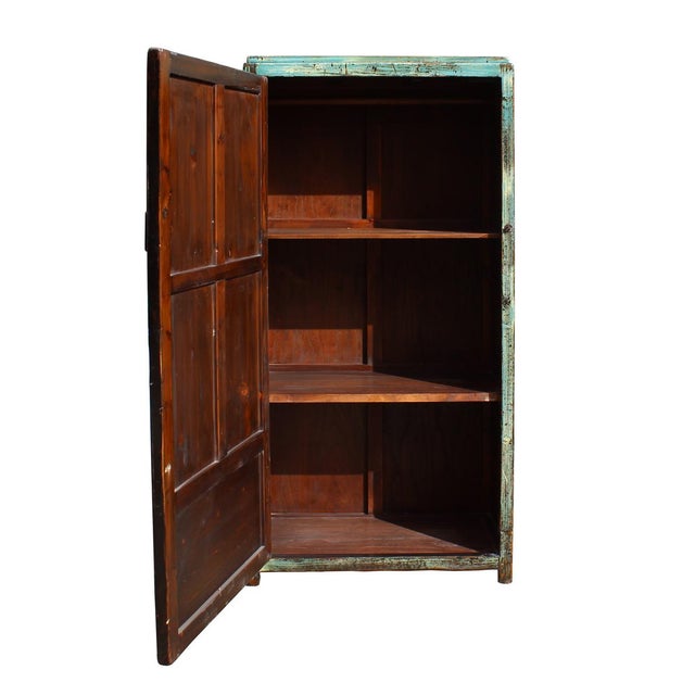 Chinese Distressed Blue & Green Iron Armoire Chairish