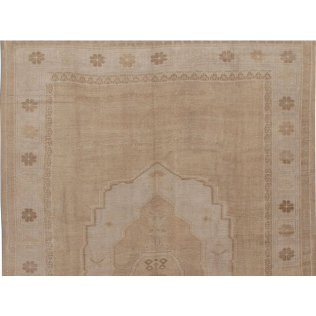 Tan Vintage Circa 1940 Turkish Oushak Area Rug 7ft 3in X 10ft 9in For Sale - Image 8 of 8