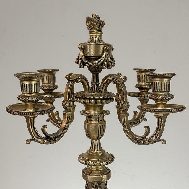 Pair of French Napoleon III Period Louis XVI Bronze Candelabra For Sale - Image 9 of 18