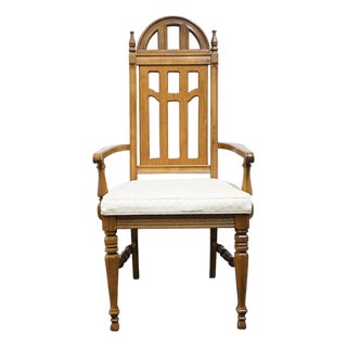 Bassett Furniture Centuria Collection Solid Pecan Mediterranean Style Dining Arm Chair 429-42-480 For Sale