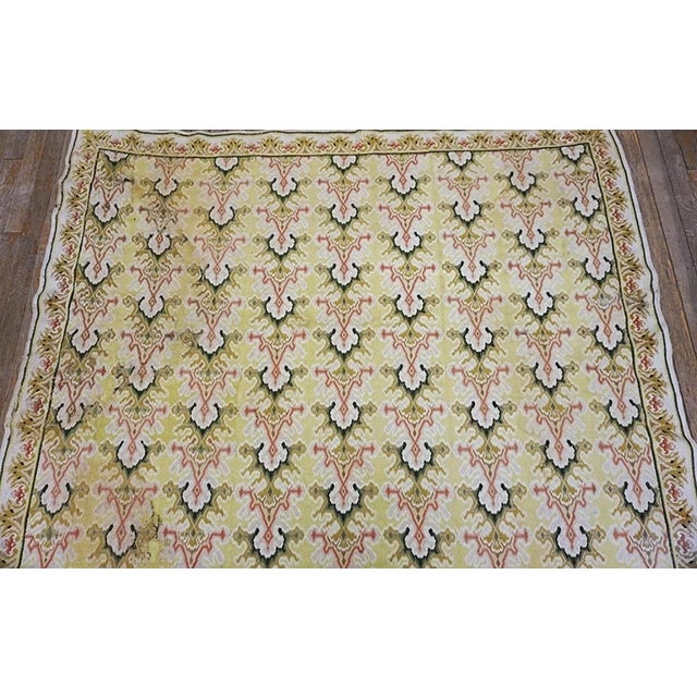 1890s Antique Needlepoint French Allover European Design Flat Weave Rug For Sale - Image 9 of 12