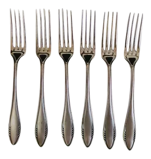 Vintage Alekio Ms 90 Silverplate Dinner Forks- Set of 6
