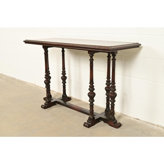 Berkey & Gay Style Antique English Jacobean Carved Walnut Console Table or Server, Circa 1920s For Sale - Image 10 of 10