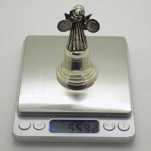 Vintage Italian Silver Brandimarte Silversmith Angel with Instrument Bell, Florence, 1980s For Sale - Image 12 of 15