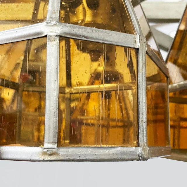 Yellow German Art Deco Chandelier in Yellow Glass and Metal, 1930s For Sale - Image 8 of 18