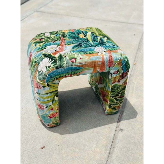 Vintage Waterfall Bench, Reupholstered For Sale - Image 4 of 6