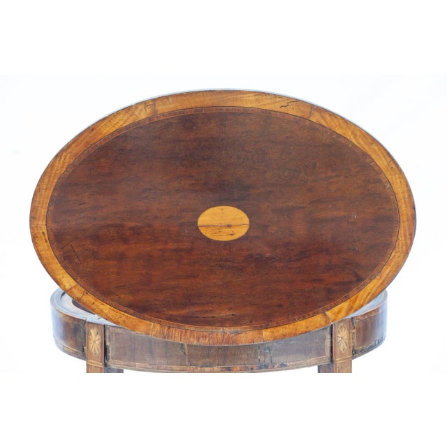 Wood Late 19th Century Petite Sheraton Period Oval Accent Table For Sale - Image 7 of 7