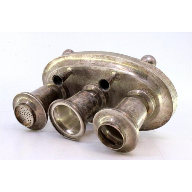 Silver Inkwell with Reservoirs, Pen Holders with Guilloche Friezes and Ball-Shaped Feet For Sale - Image 5 of 7