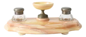 19th Century Marble and Crystal Desk Set, Set of 3
