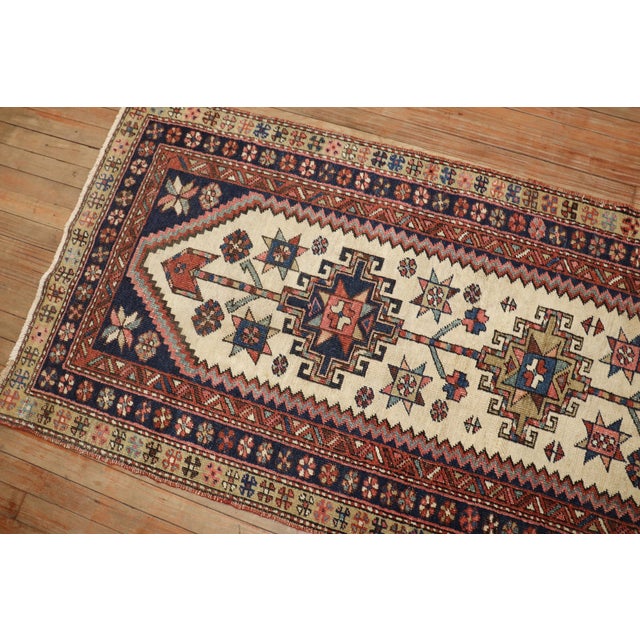 Early 20th Century Zabihi Collection Ivory Tribal Heriz Small Runner - 2'11" x 5'11" For Sale - Image 9 of 10