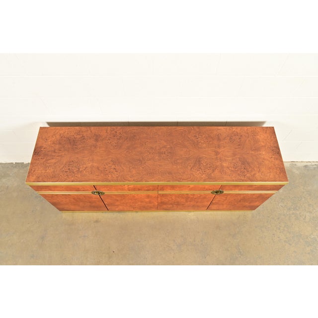 Pierre Cardin Mid-Century Modern Burl Wood and Brass Sideboard Credenza, 1970s For Sale - Image 15 of 18