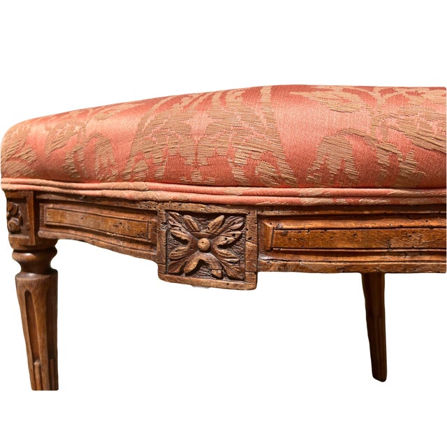 Antique 19th Century French Louis XVI Style Bergere Parlor Chair in Pink Jacquard Fabric and Pictoral Tapestry Backrest For Sale In Atlanta - Image 6 of 9