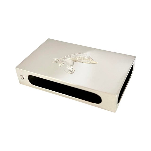 Vintage Asprey Sterling Silver Equestrian Horse Matchbook Case For Sale - Image 11 of 18
