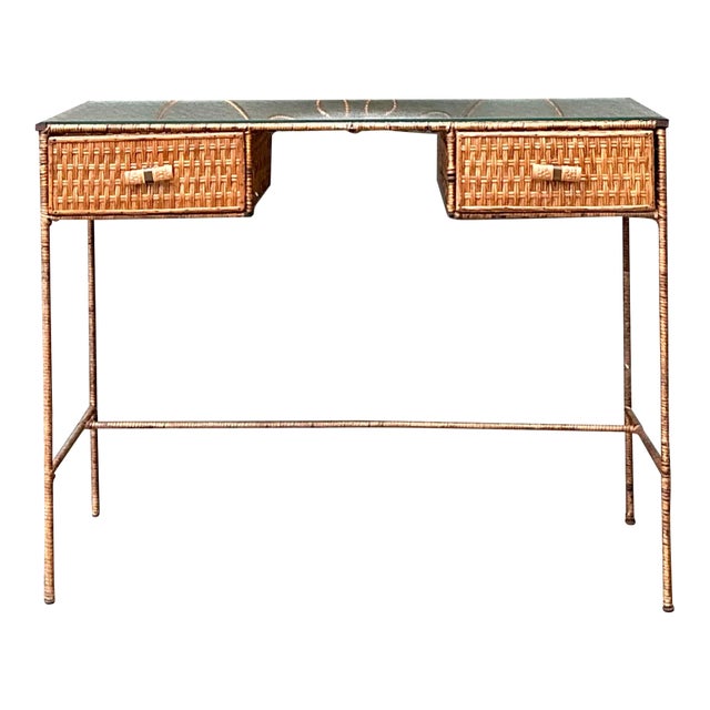 Vintage Wrapped Rattan Vanity For Sale