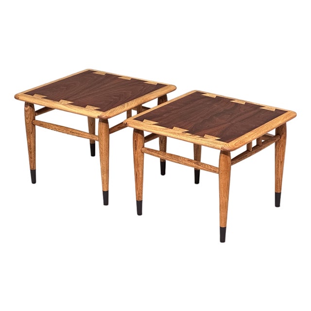 Restored Pair of Lane Acclaim Small Square Snack Tables For Sale