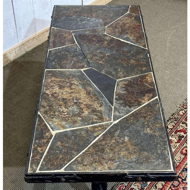 Coffee Table in Forged Steel with a Slate Top, 1950s For Sale - Image 4 of 12