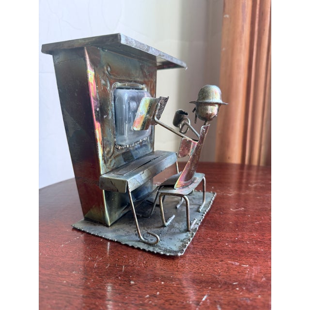 1970s, Vintage Piano Man Saloon Bar, Mixed Metal Sculpture Music Box For Sale In New York - Image 6 of 11