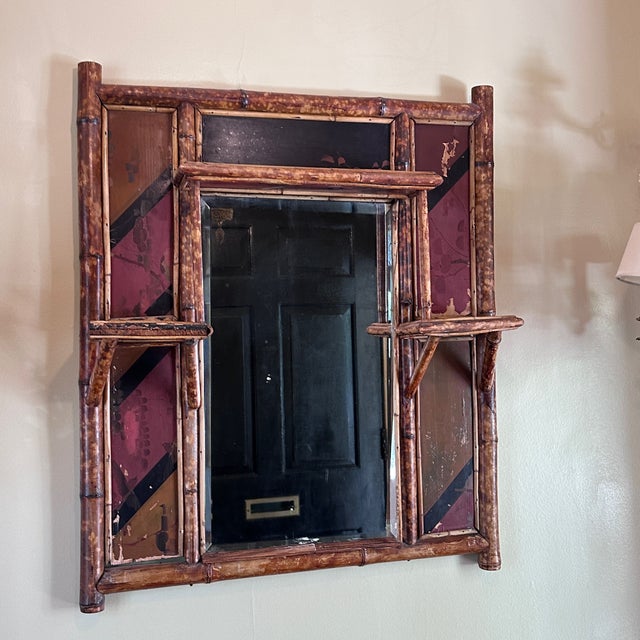 Antique Aesthetic Movement Bamboo Mirror With Shelves For Sale - Image 10 of 10