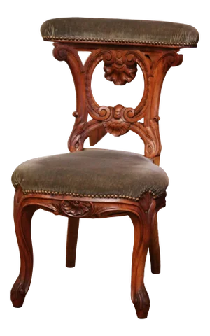 Mid-19th Century French Carved Walnut Prayer Bench or Prie-Dieu With Velvet
